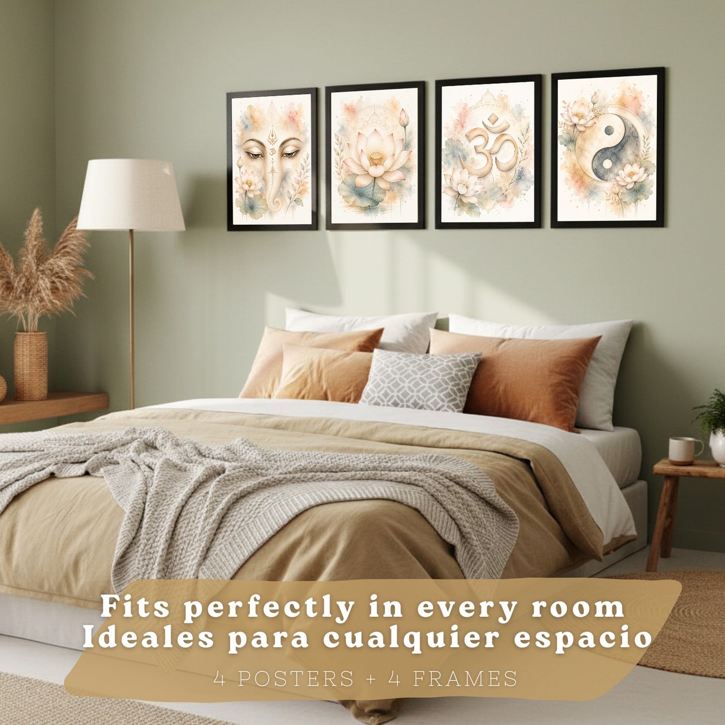 Posters Espirituales con Yin Yang, Om, Loto y Ganesha