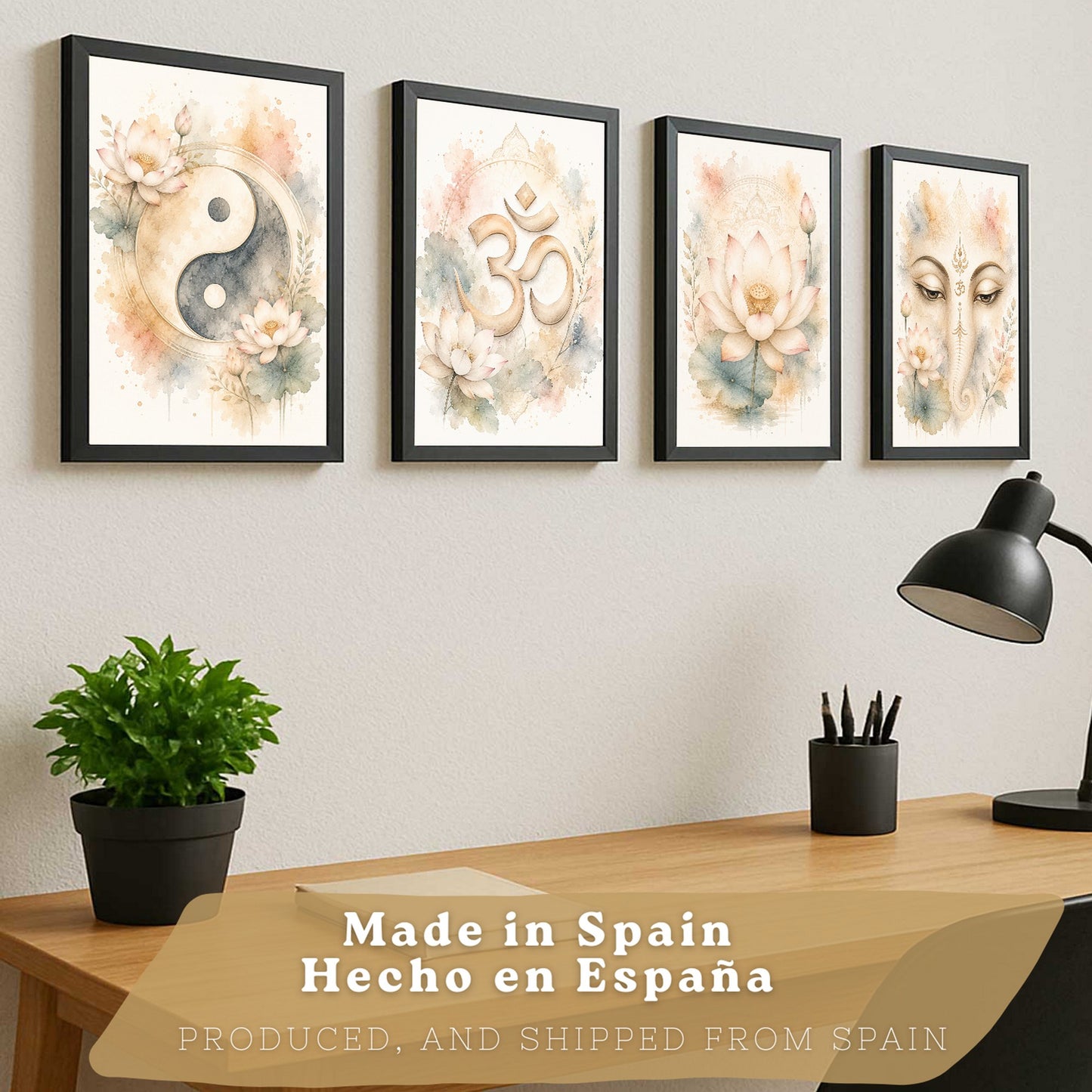 Posters Espirituales con Yin Yang, Om, Loto y Ganesha