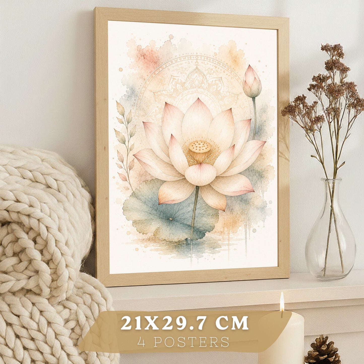 Posters Espirituales con Yin Yang, Om, Loto y Ganesha