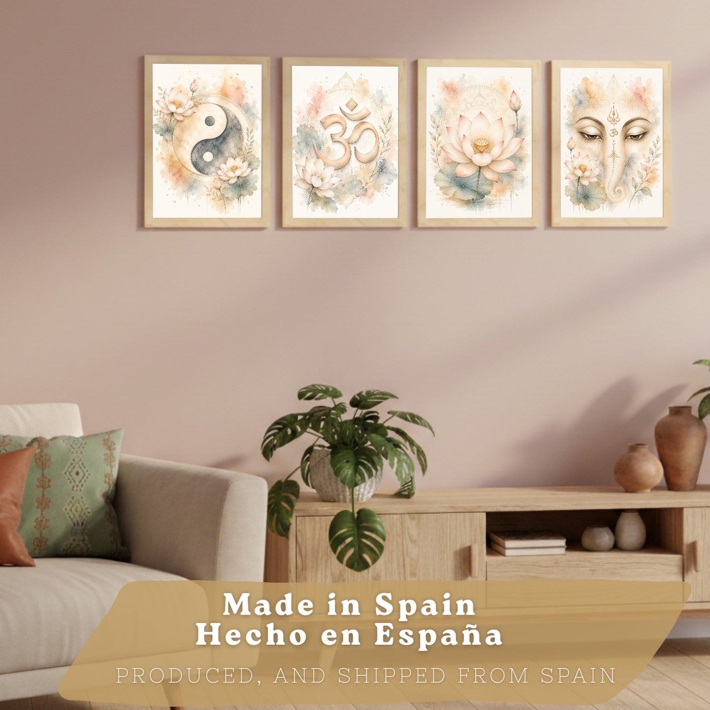 Posters Espirituales con Yin Yang, Om, Loto y Ganesha