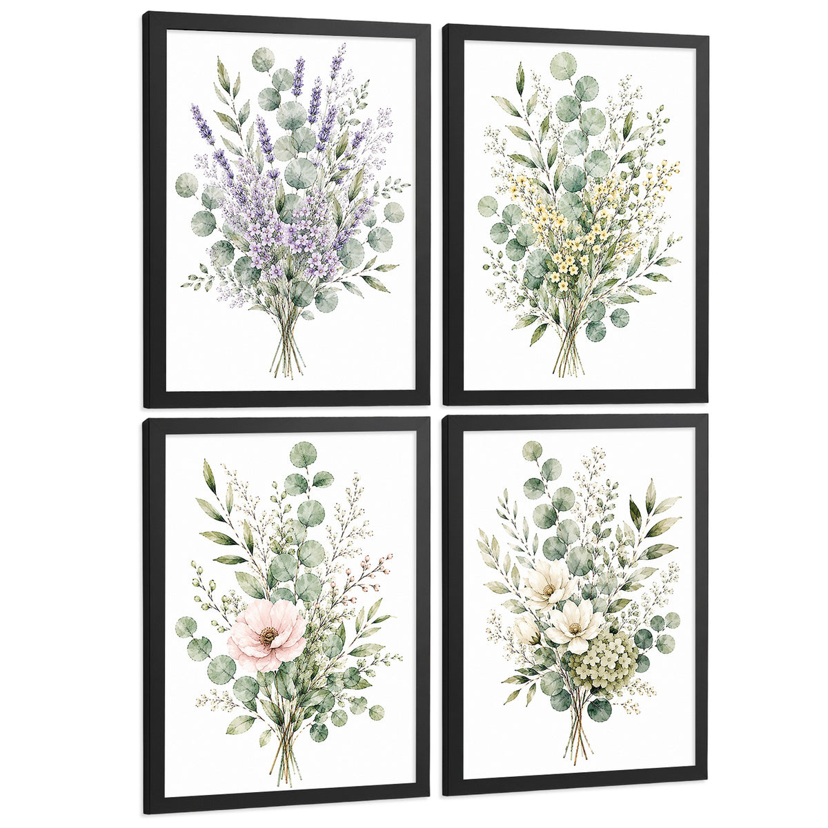 Posters Botánicos de Flores Silvestres con Eucalipto y Arte Floral