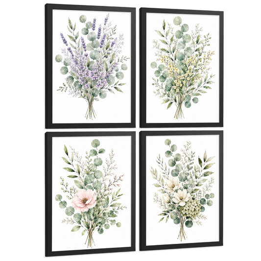 Posters Botánicos de Flores Silvestres con Eucalipto y Arte Floral