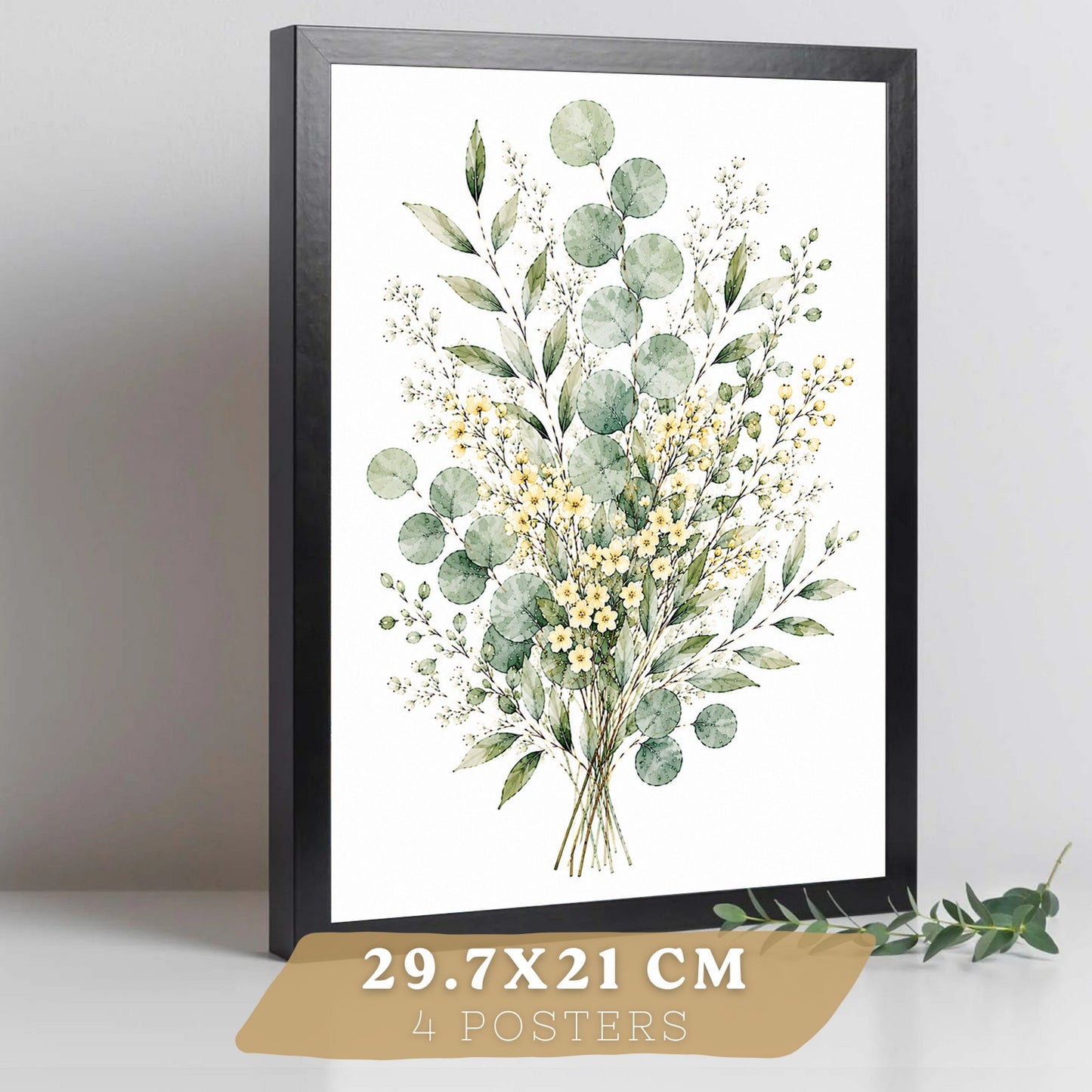 Posters Botánicos de Flores Silvestres con Eucalipto y Arte Floral