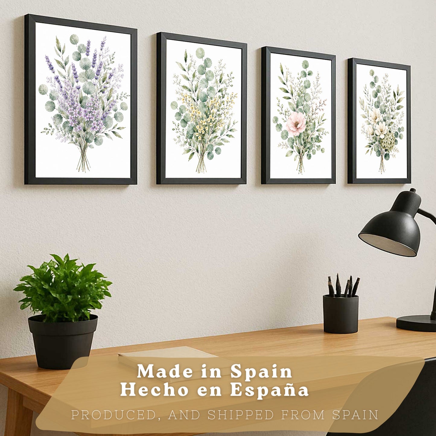 Posters Botánicos de Flores Silvestres con Eucalipto y Arte Floral