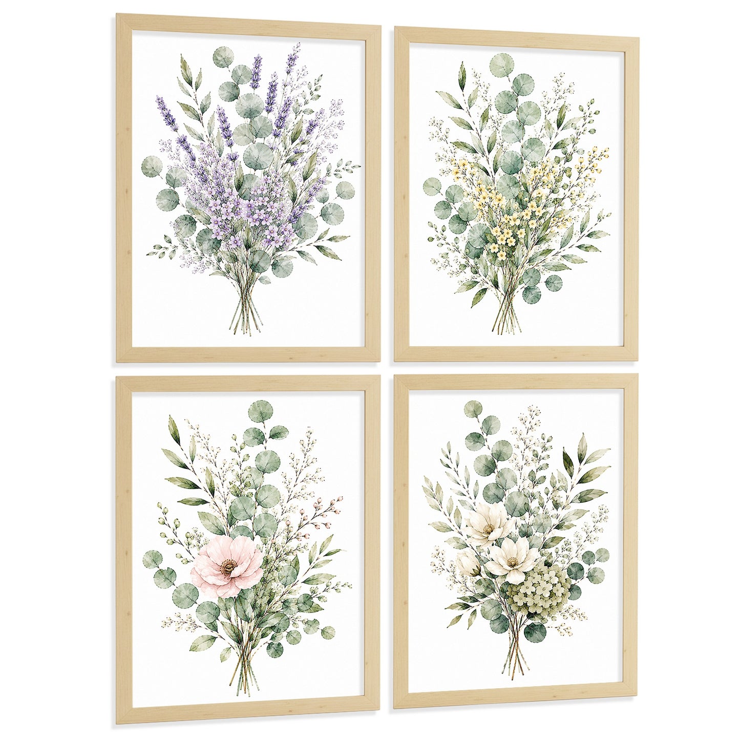 Posters Botánicos de Flores Silvestres con Eucalipto y Arte Floral
