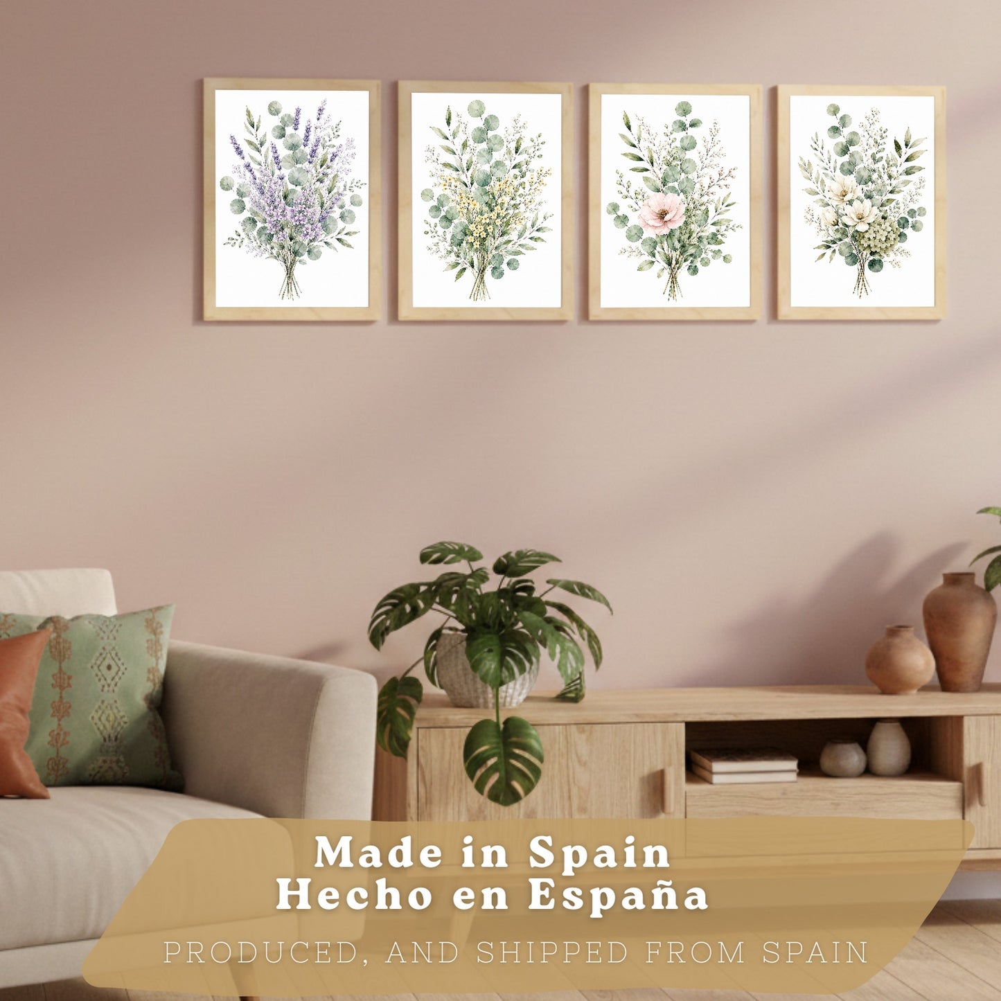 Posters Botánicos de Flores Silvestres con Eucalipto y Arte Floral