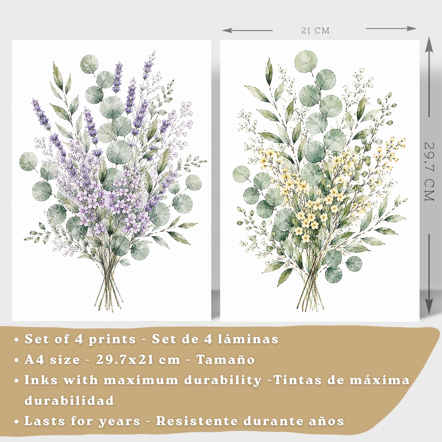 Posters Botánicos de Flores Silvestres con Eucalipto y Arte Floral