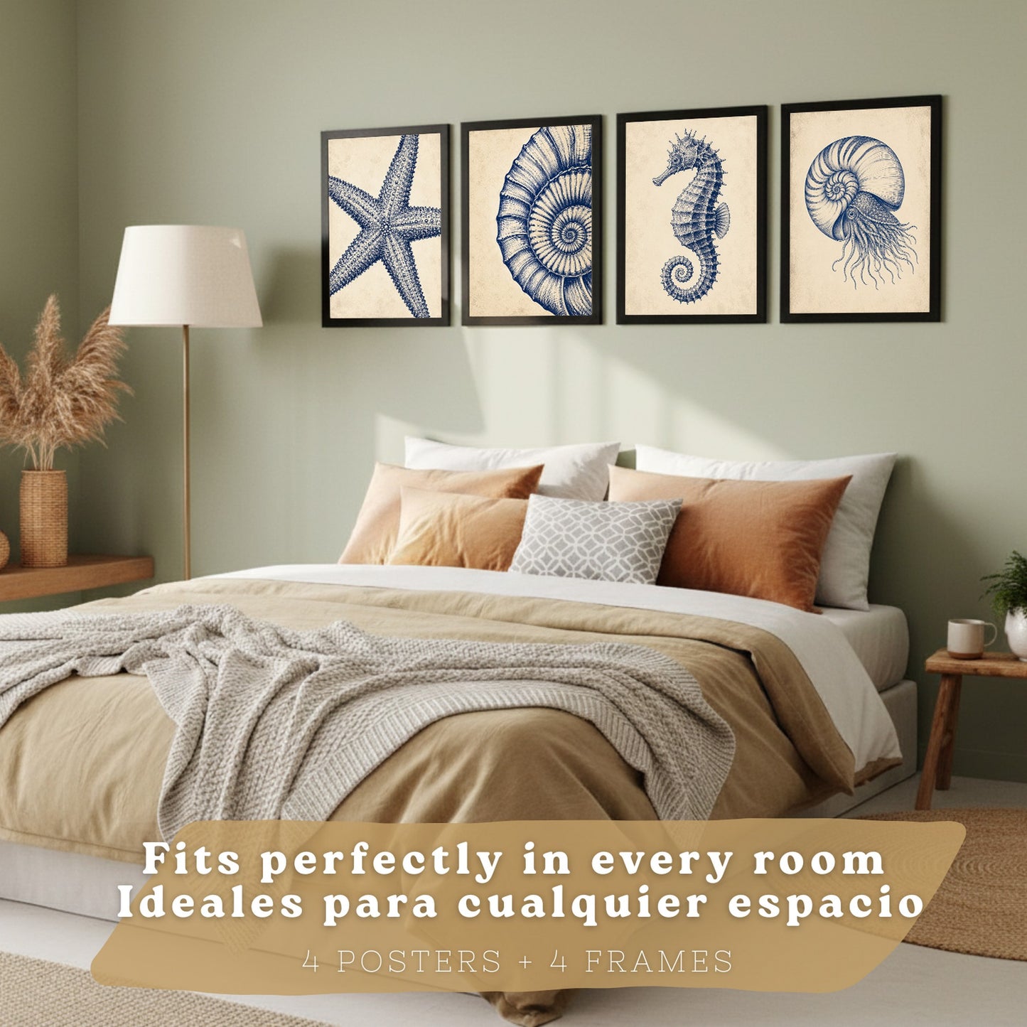 Posters de Costero con Nautilus Caballito de Mar y Estrella de Mar