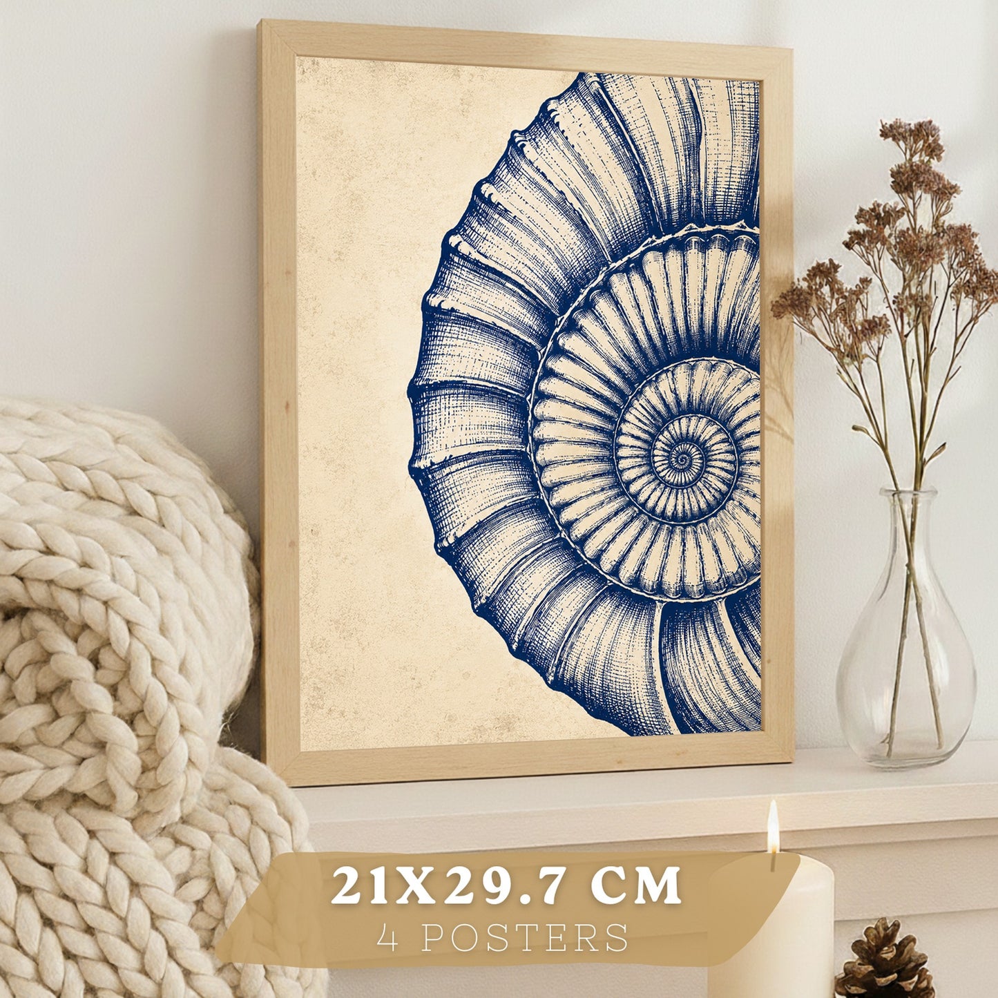 Posters de Costero con Nautilus Caballito de Mar y Estrella de Mar