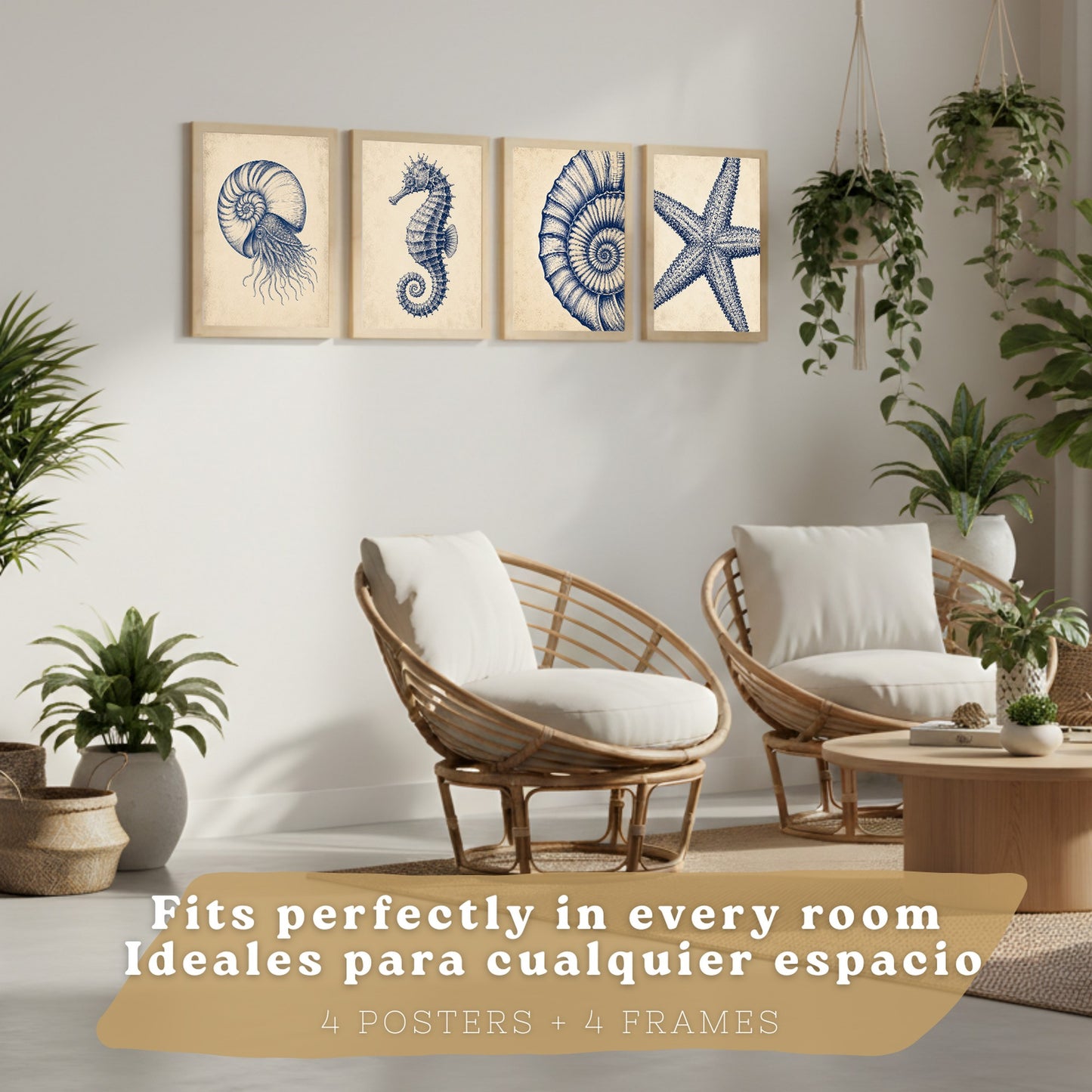 Posters de Costero con Nautilus Caballito de Mar y Estrella de Mar