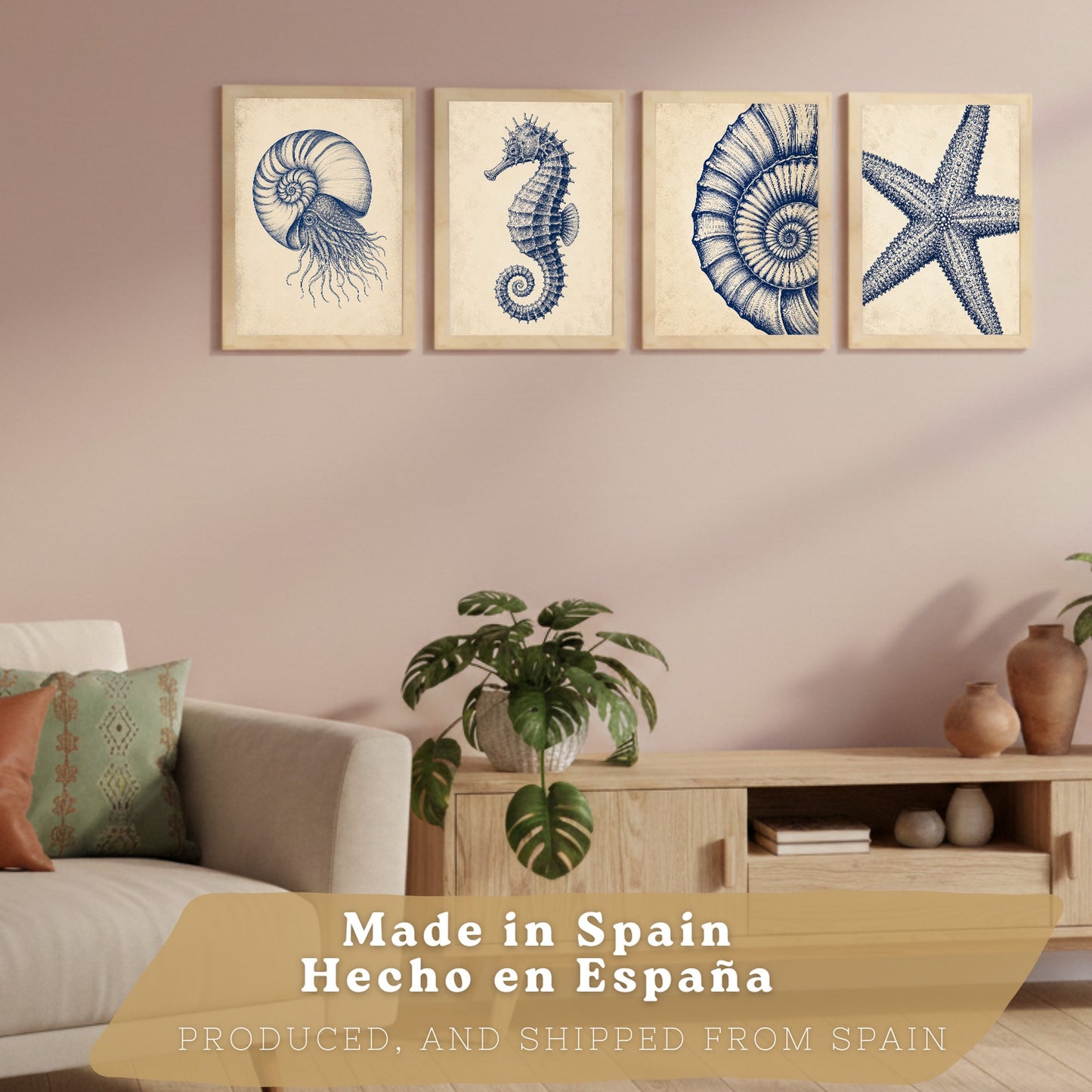 Posters de Costero con Nautilus Caballito de Mar y Estrella de Mar