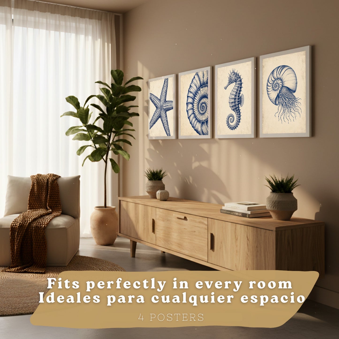 Posters de Costero con Nautilus Caballito de Mar y Estrella de Mar