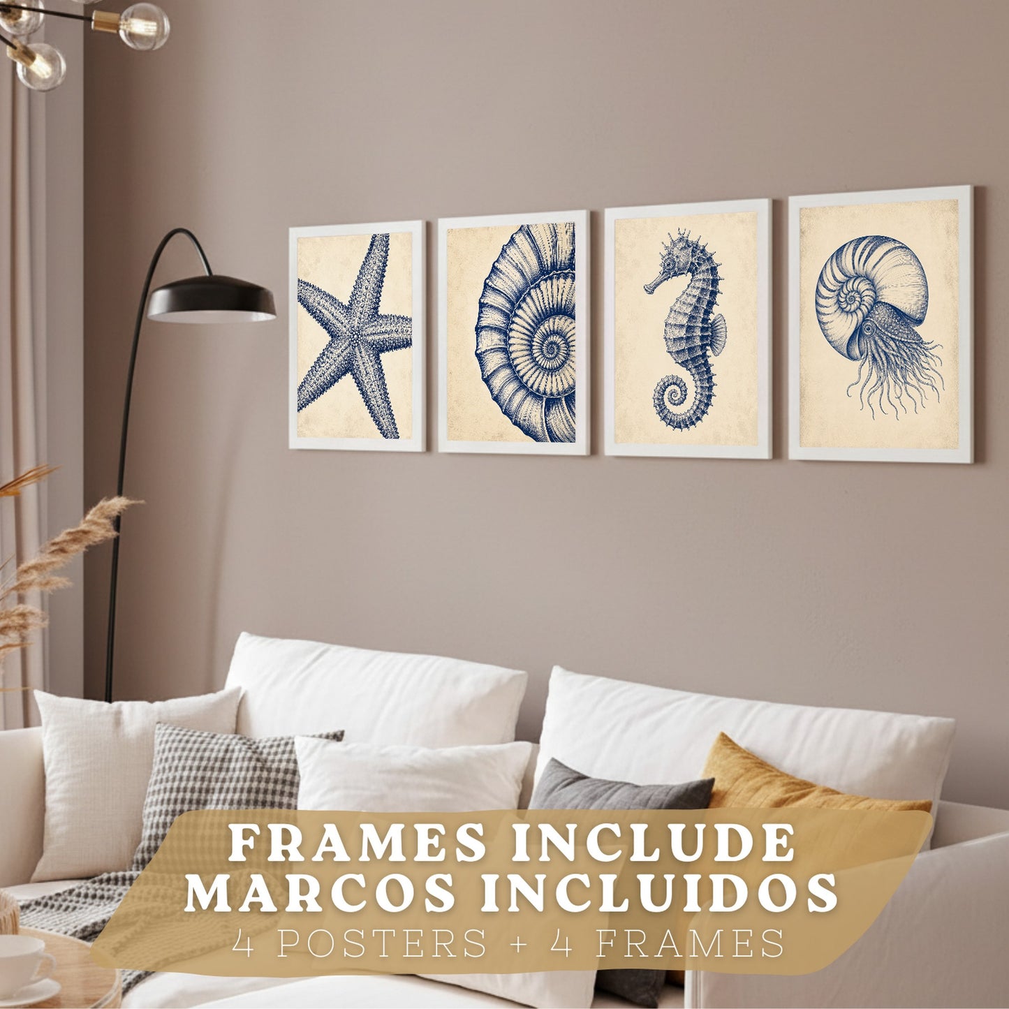 Posters de Costero con Nautilus Caballito de Mar y Estrella de Mar