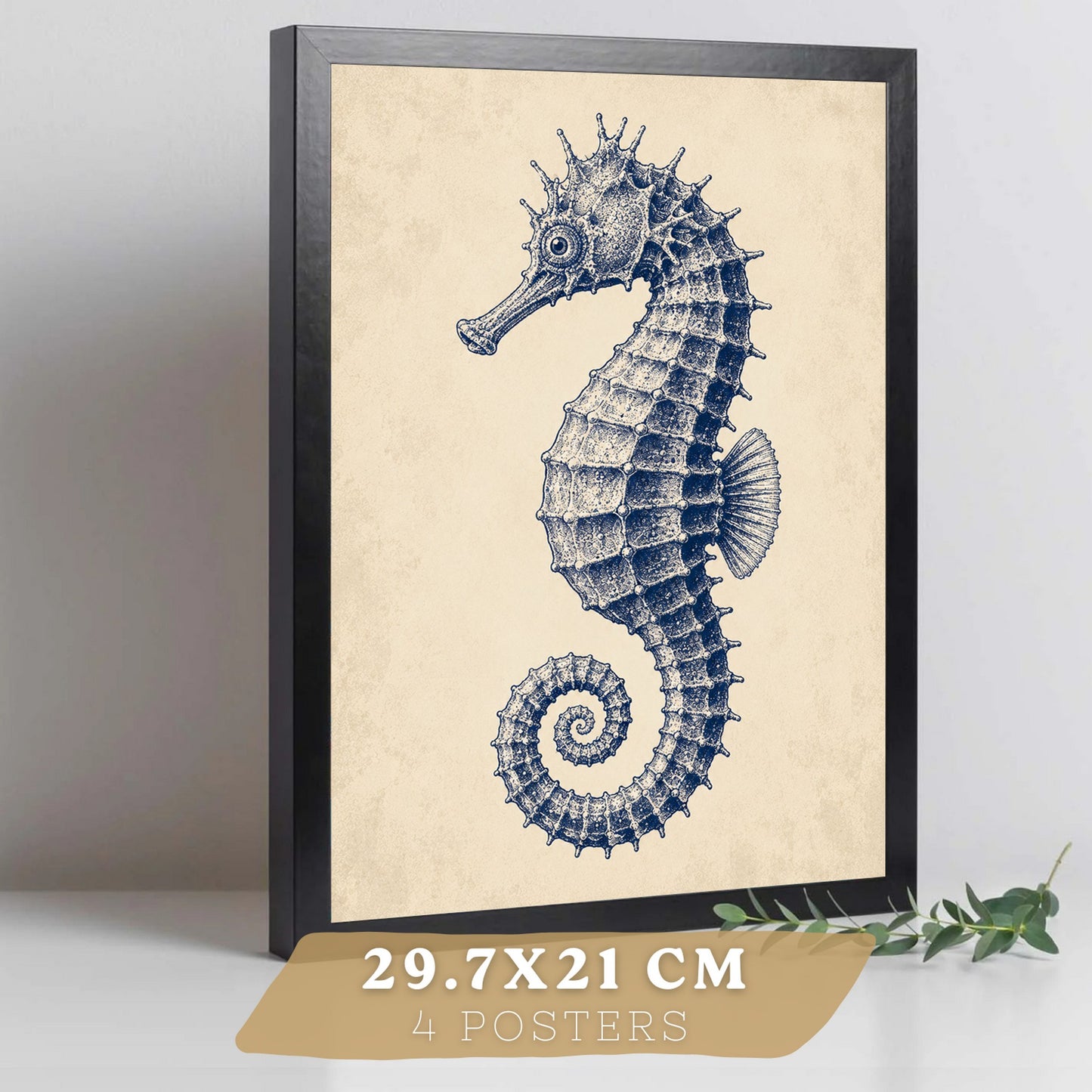 Posters de Costero con Medusa, Caballito de Mar y Arte de Nautilus