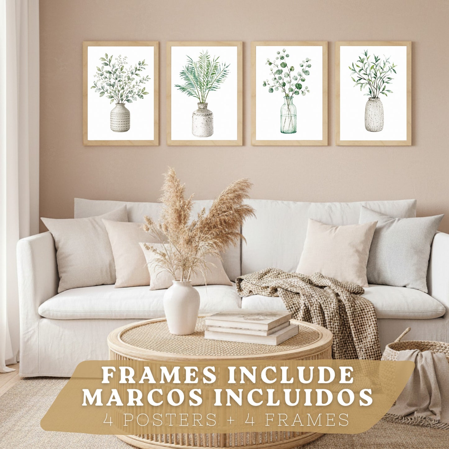 Posters Botánicos con Eucalipto y Hojas Tropicales