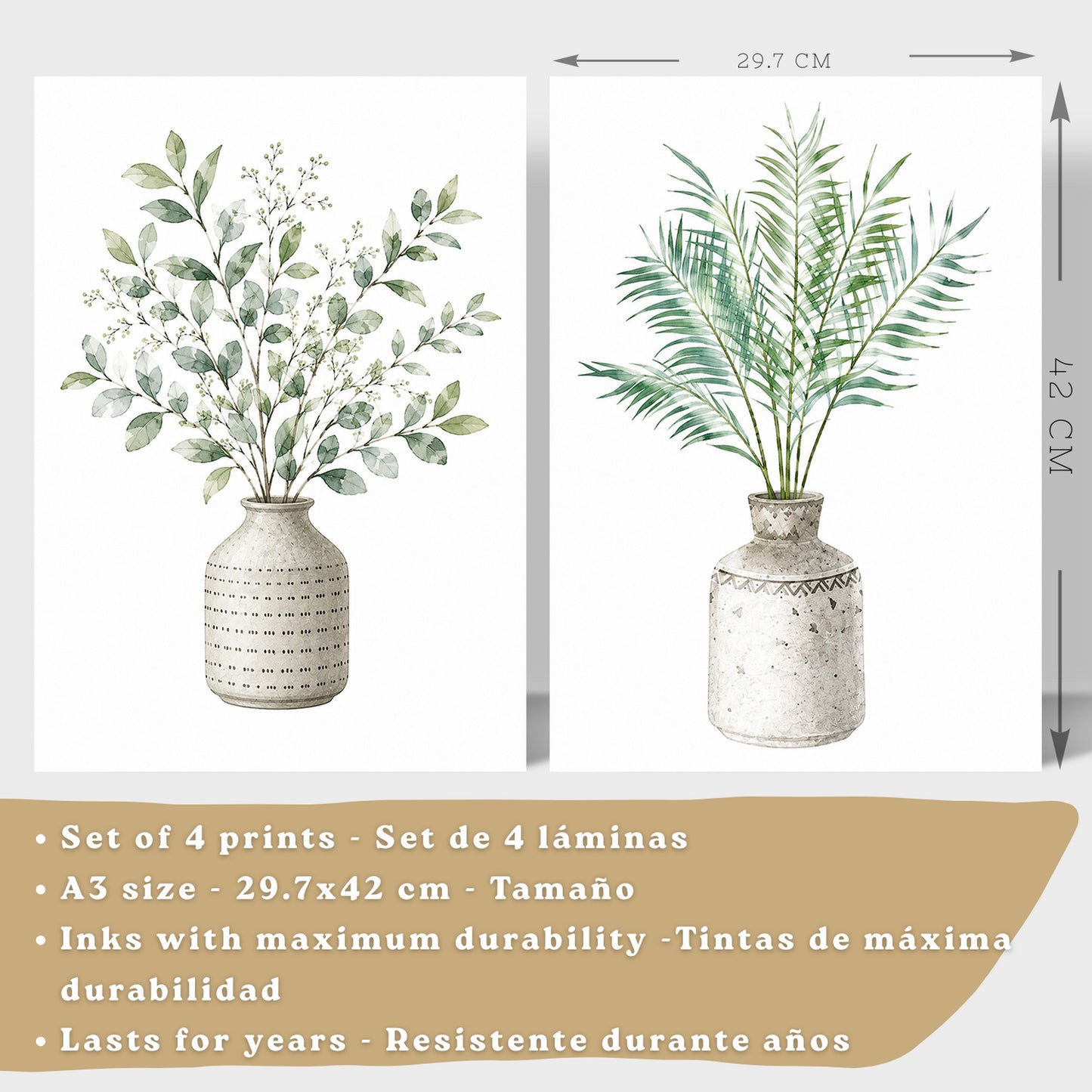 Posters Botánicos con Eucalipto y Hojas Tropicales