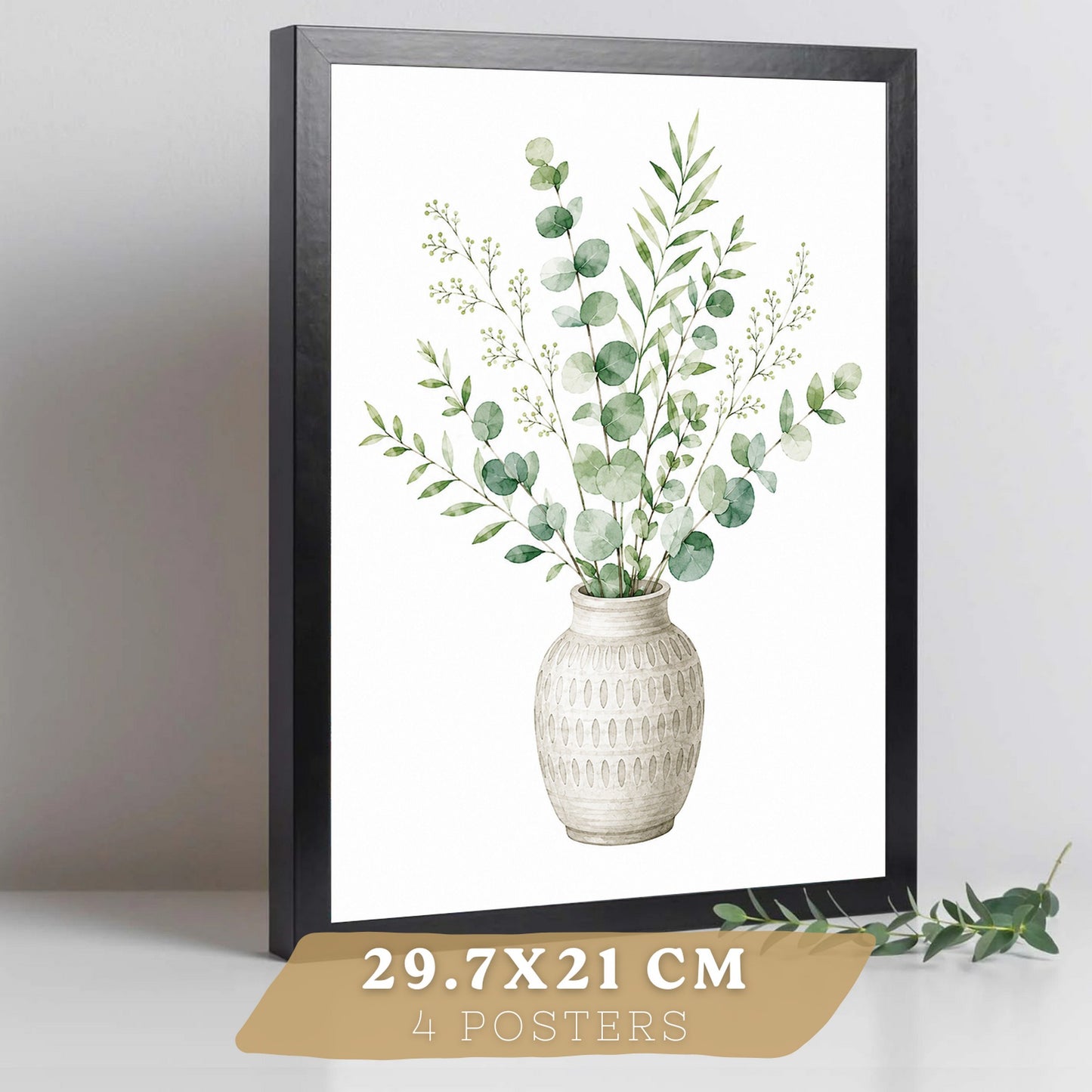 Posters Botánicos con Eucalipto y Vegetación Acuarela