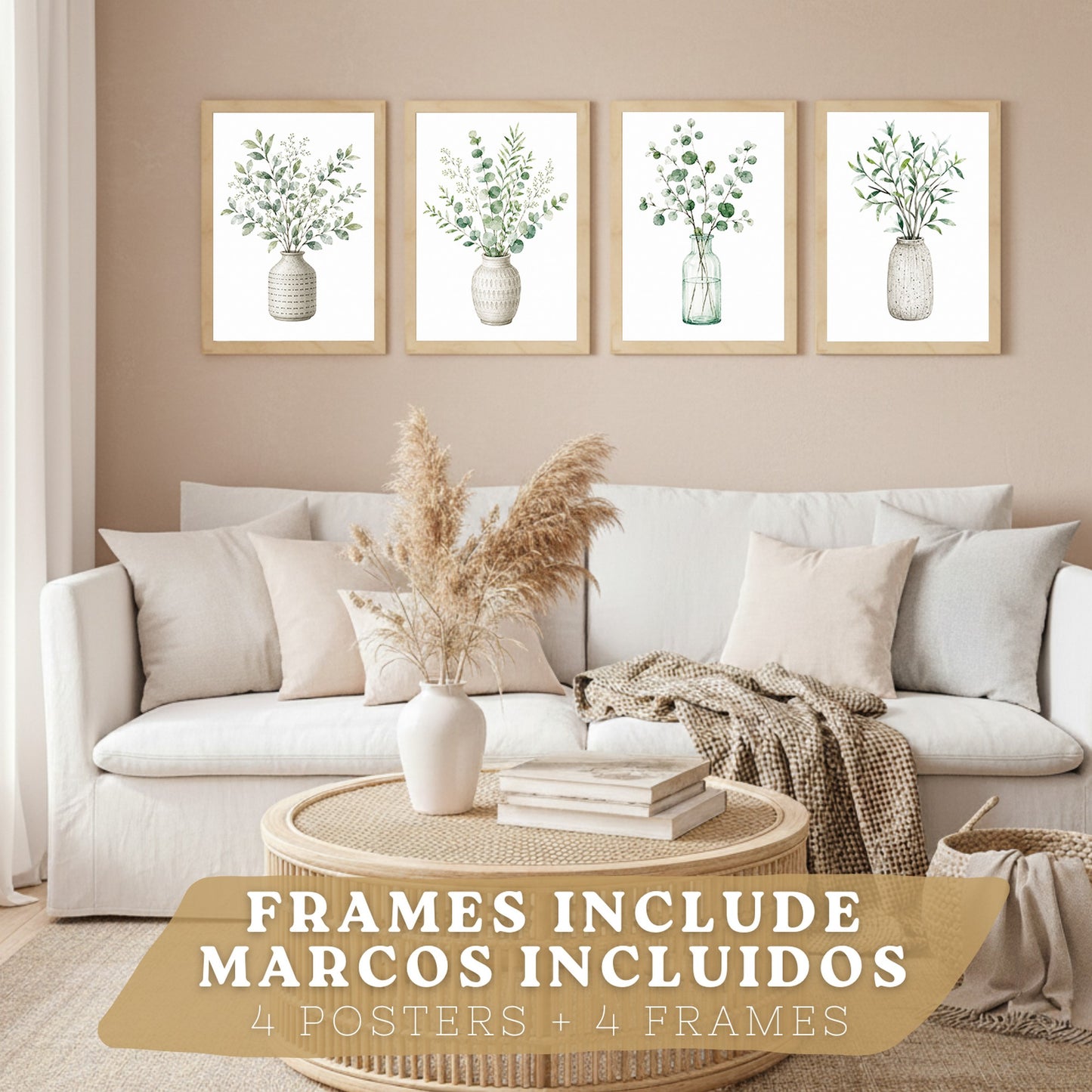 Posters Botánicos con Eucalipto y Vegetación Acuarela