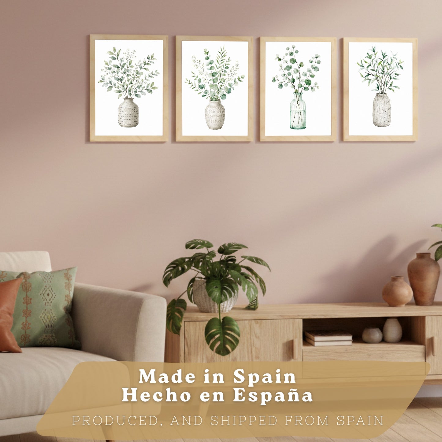 Posters Botánicos con Eucalipto y Vegetación Acuarela
