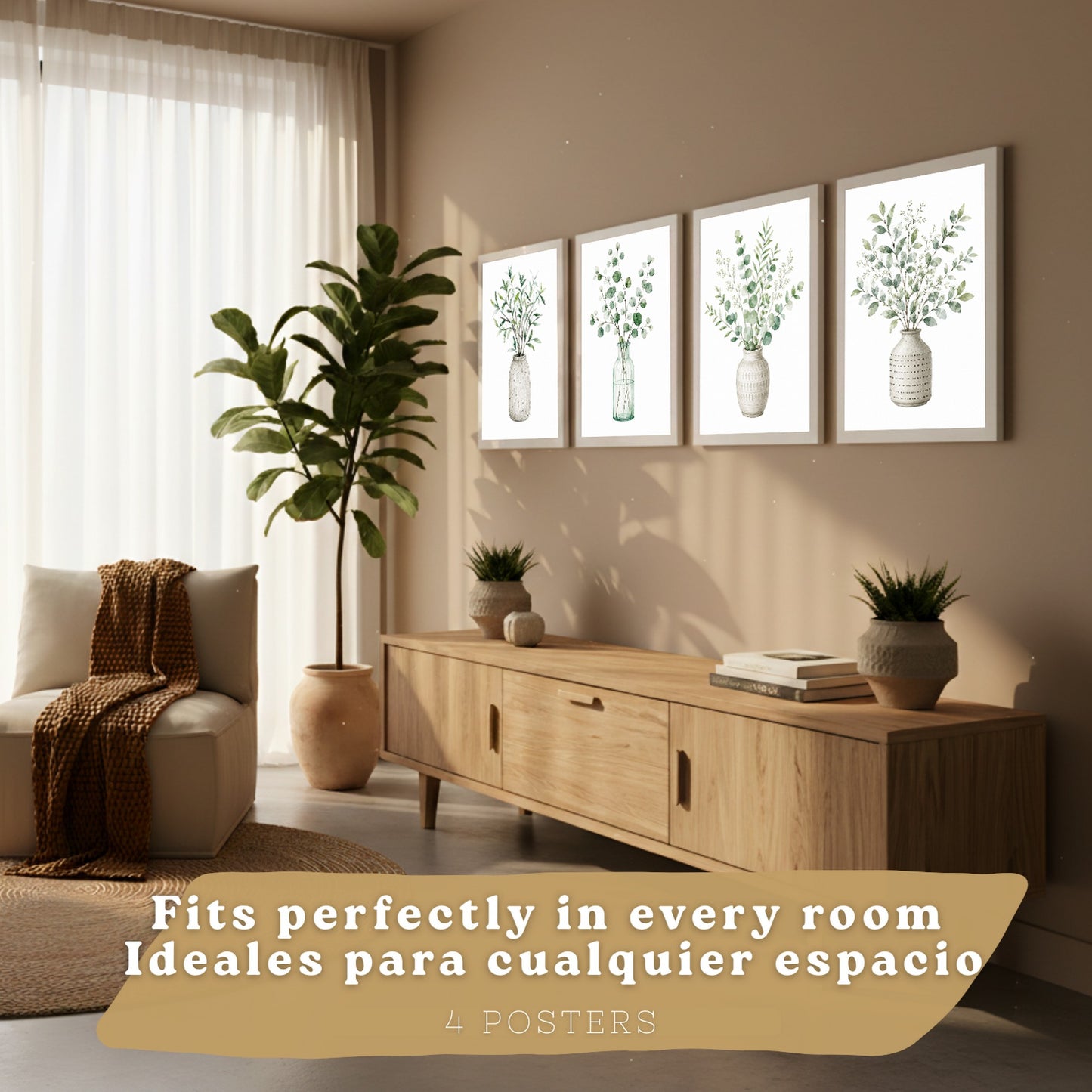 Posters Botánicos con Eucalipto y Vegetación Acuarela