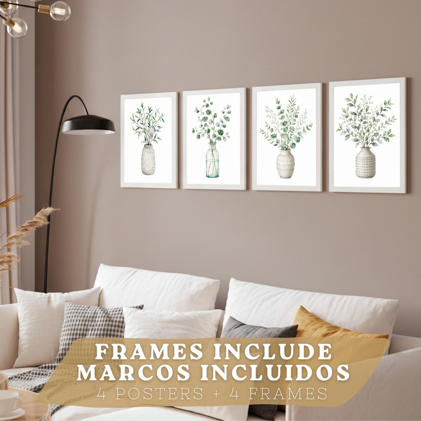 Posters Botánicos con Eucalipto y Vegetación Acuarela
