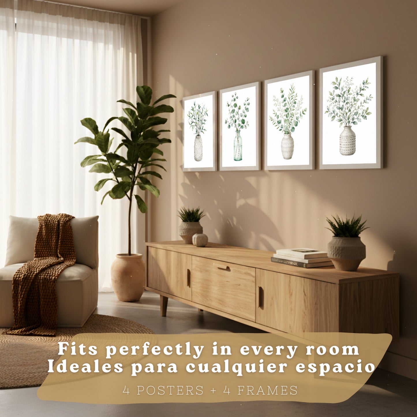 Posters Botánicos con Eucalipto y Vegetación Acuarela