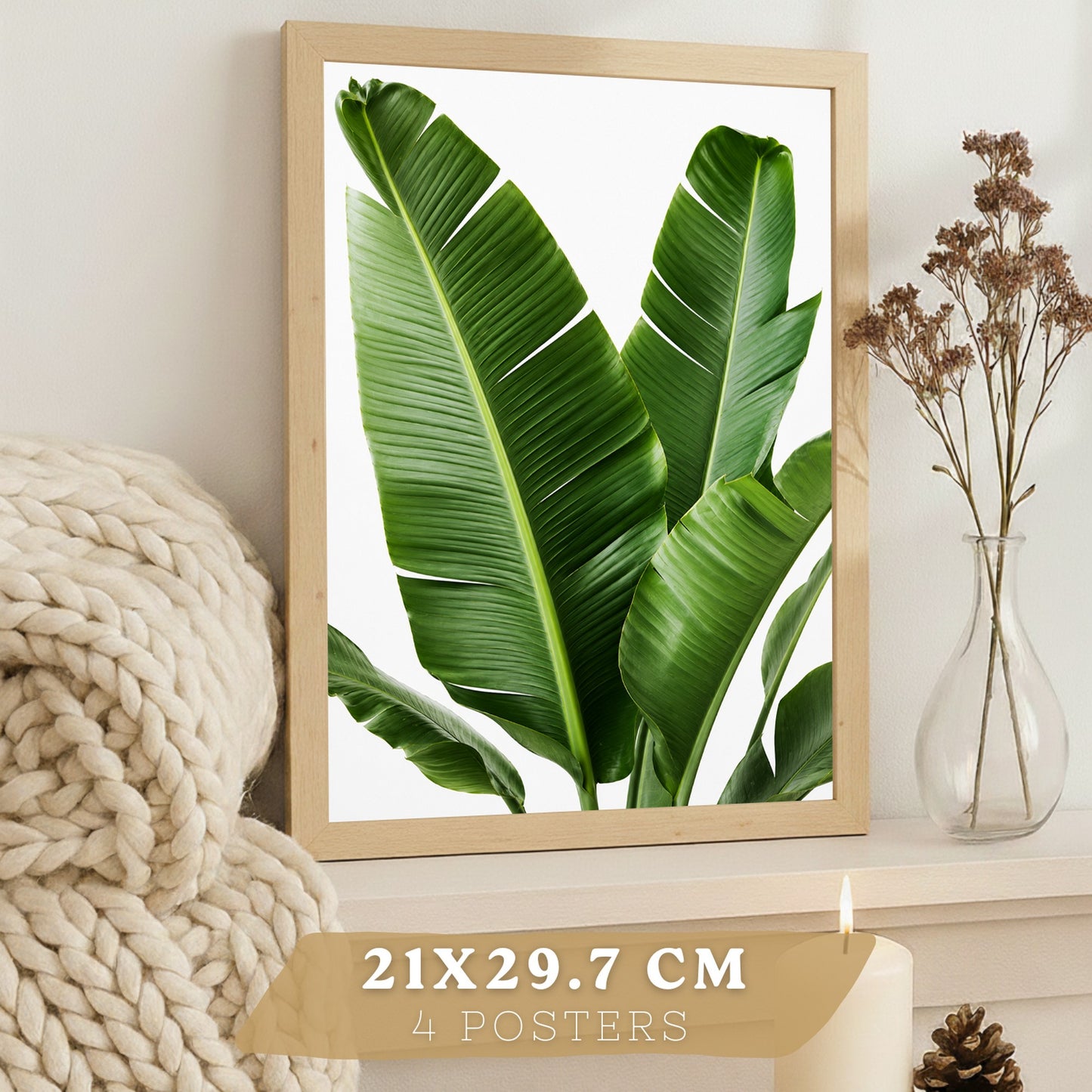 Posters de Hojas Tropicales con Arte Botánico de Monstera y Palma