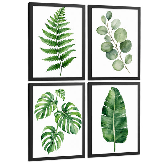Posters Botánicos Tropicales con Helecho, Monstera y Eucalipto