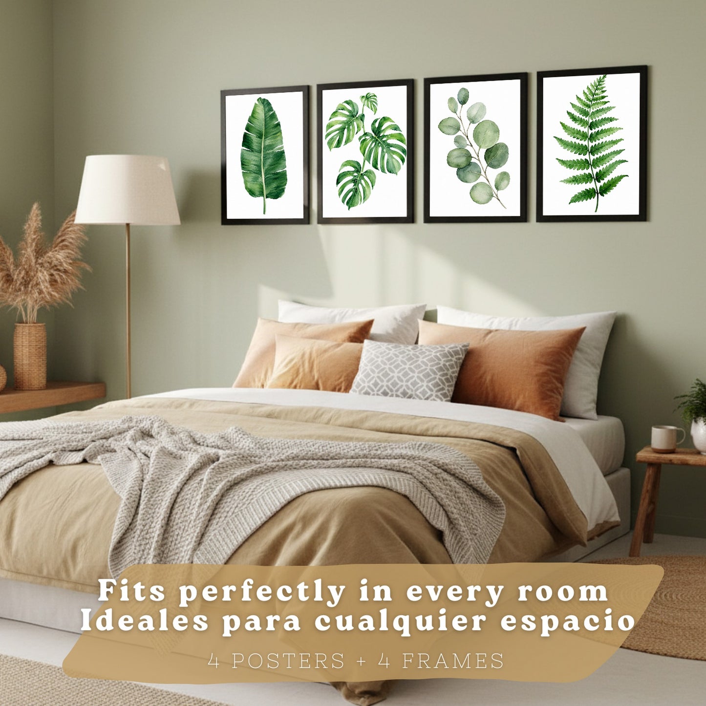 Posters Botánicos Tropicales con Helecho, Monstera y Eucalipto