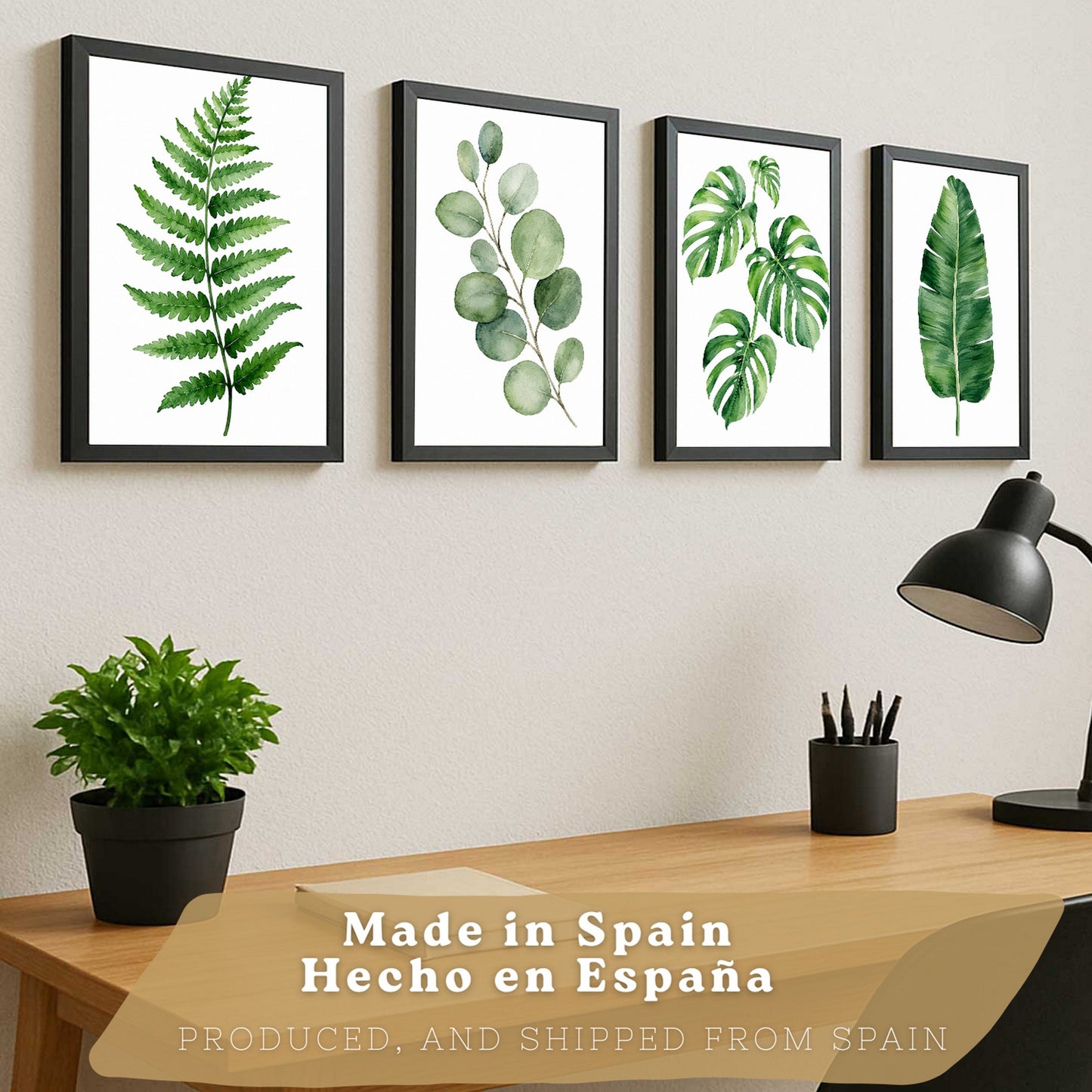 Posters Botánicos Tropicales con Helecho, Monstera y Eucalipto