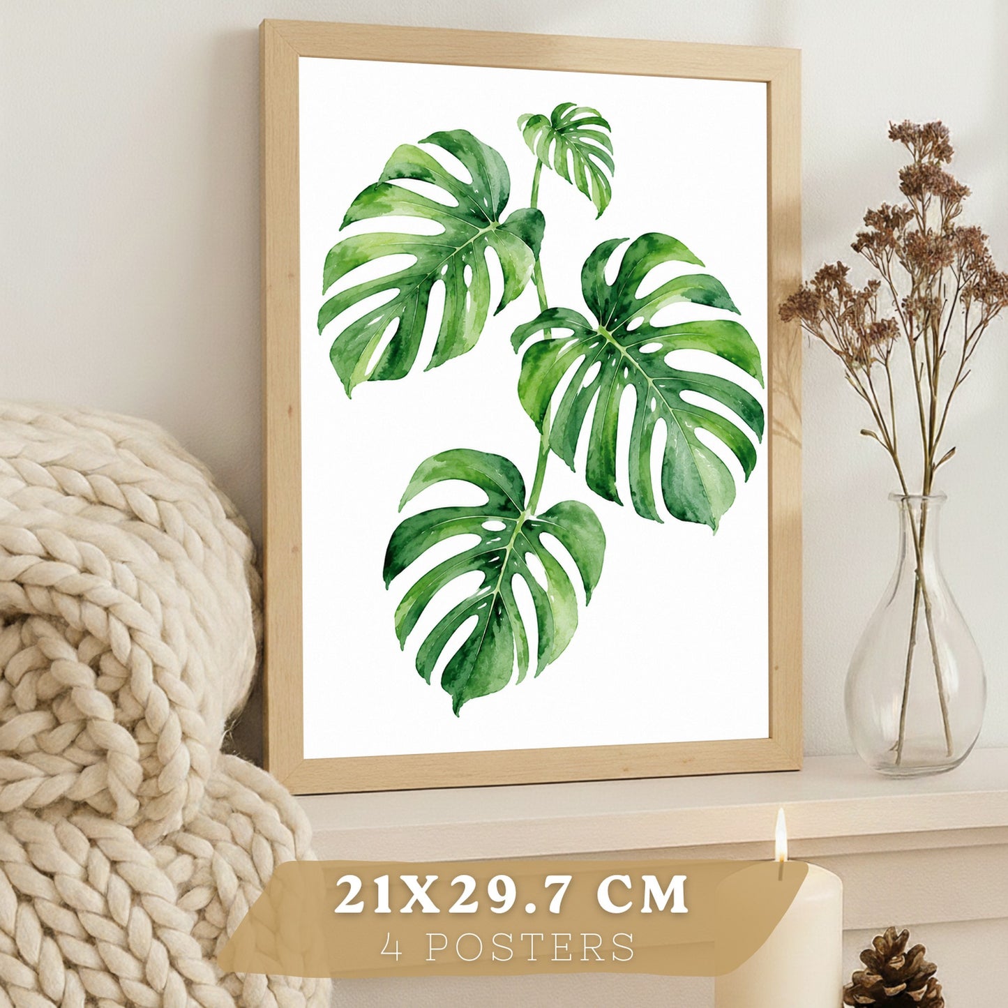 Posters Botánicos Tropicales con Helecho, Monstera y Eucalipto