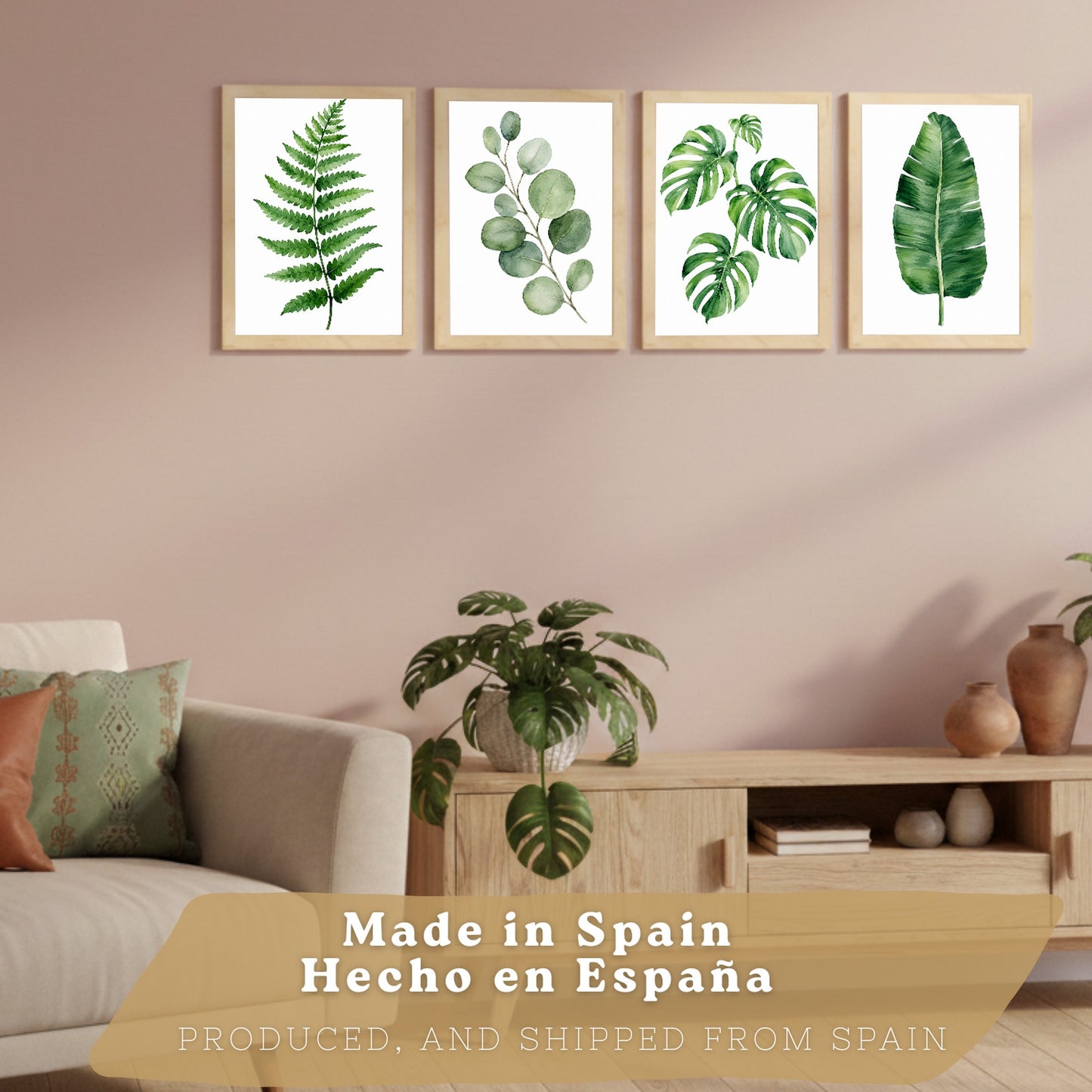 Posters Botánicos Tropicales con Helecho, Monstera y Eucalipto