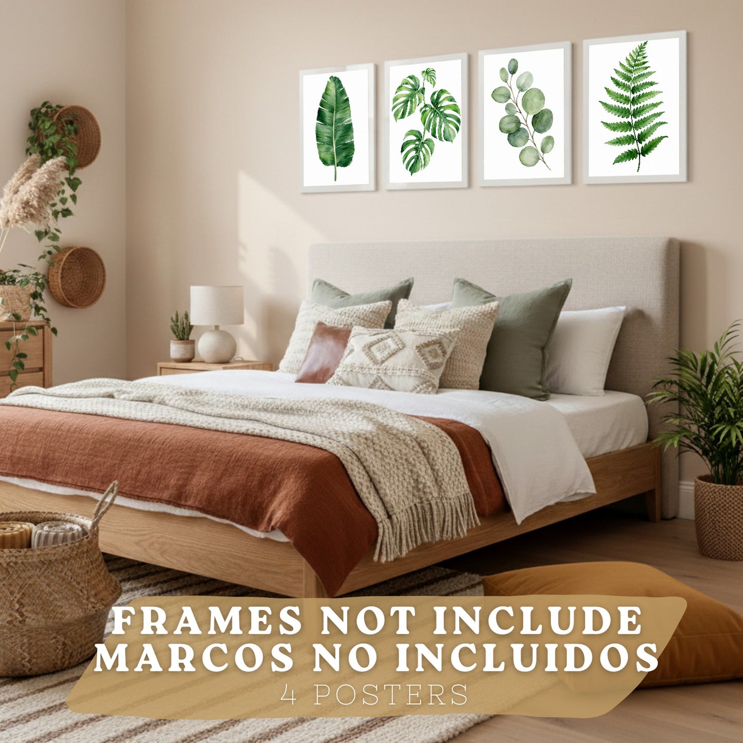 Posters Botánicos Tropicales con Helecho, Monstera y Eucalipto