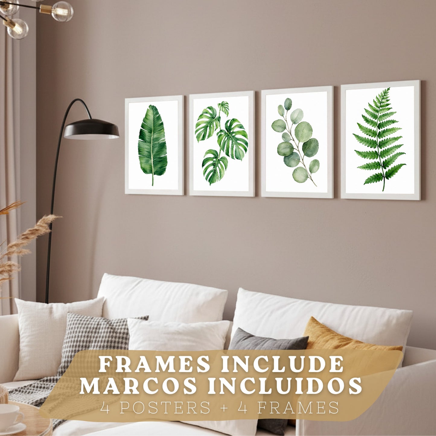 Posters Botánicos Tropicales con Helecho, Monstera y Eucalipto