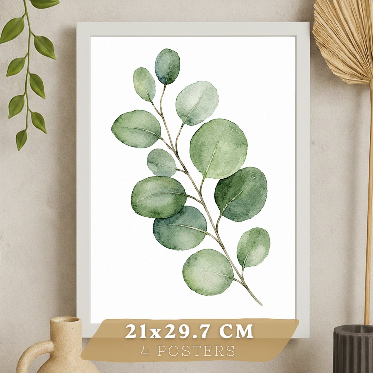 Posters Botánicos Tropicales con Helecho, Monstera y Eucalipto