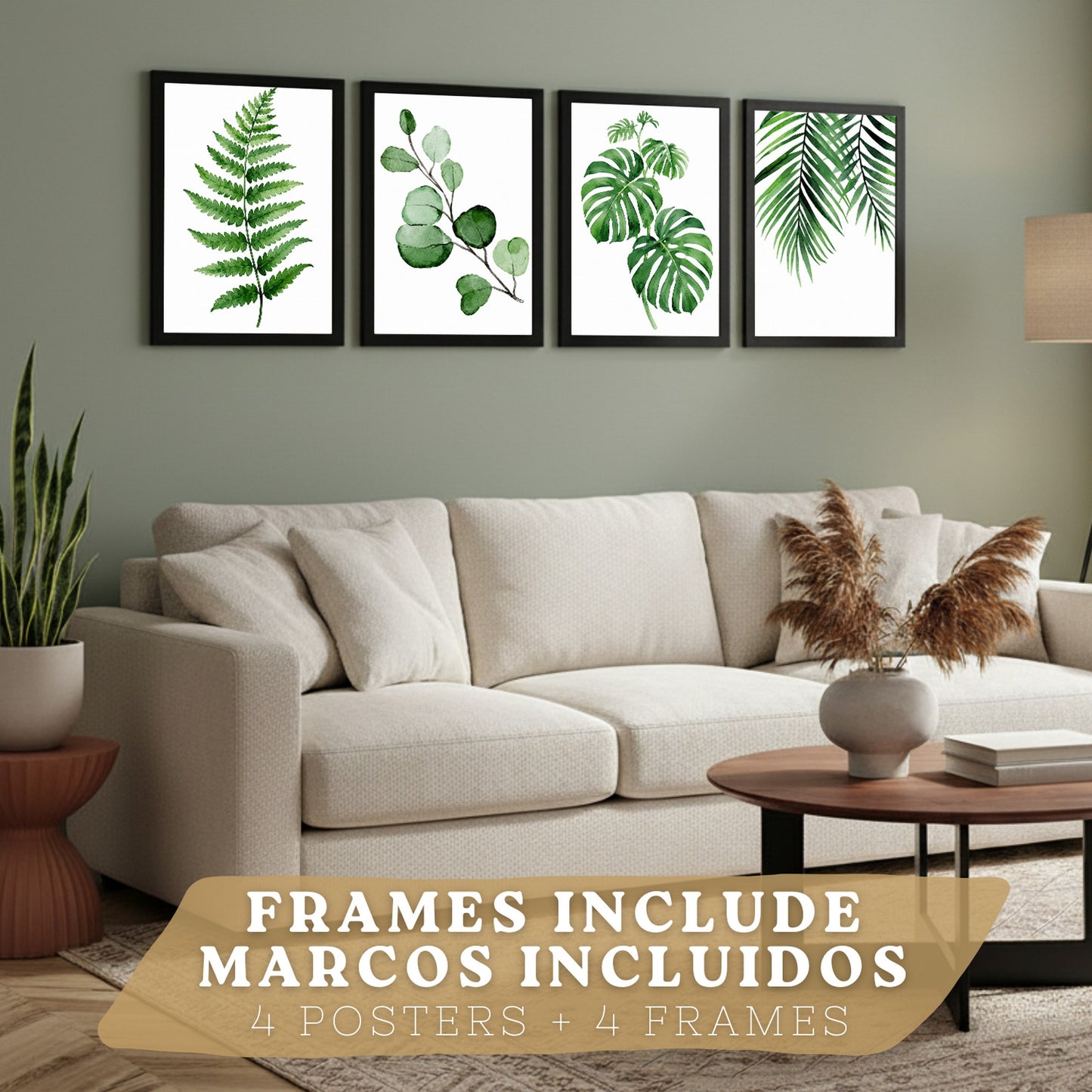 Posters Tropicales con Monstera, Eucalipto y Arte de Hojas de Palma