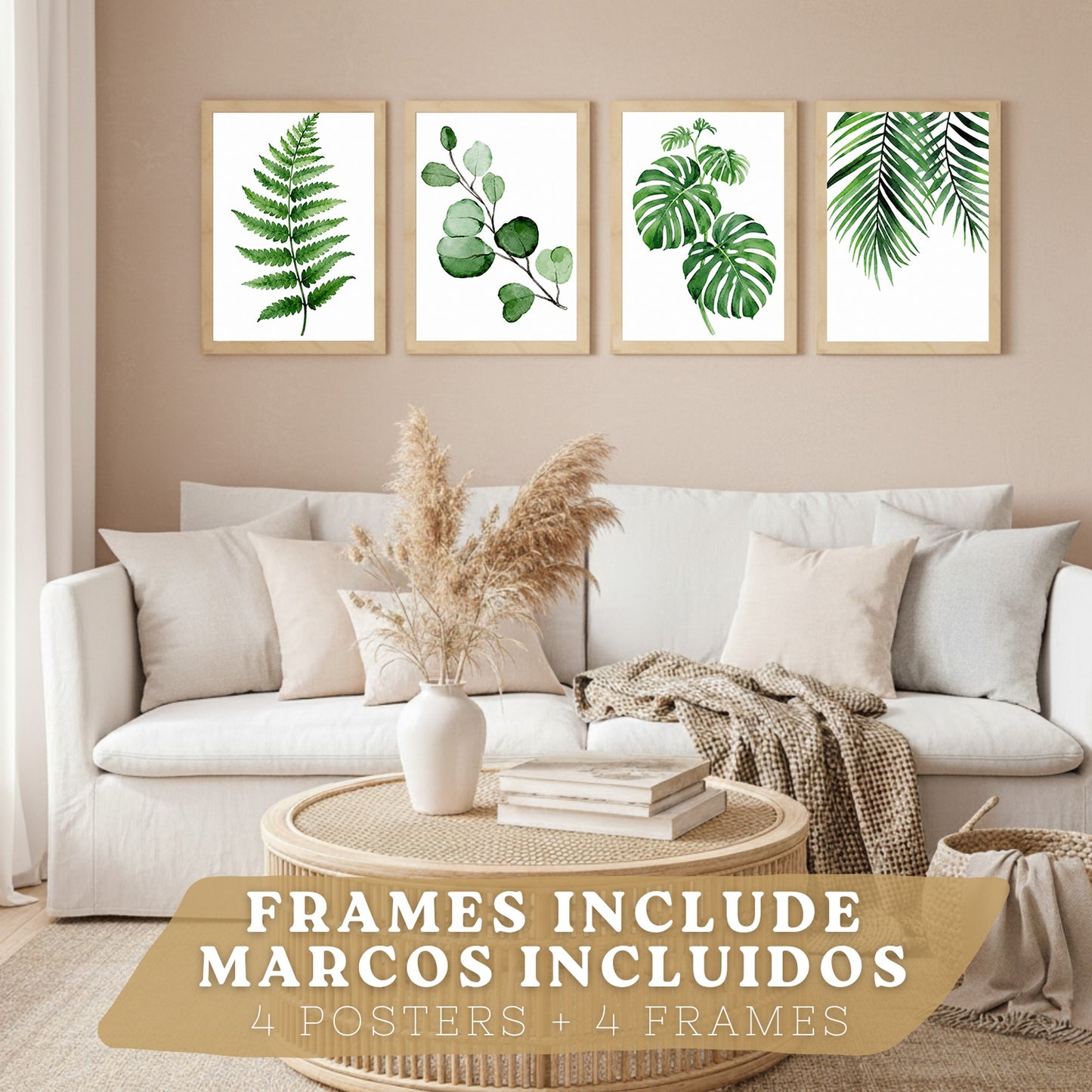 Posters Tropicales con Monstera, Eucalipto y Arte de Hojas de Palma