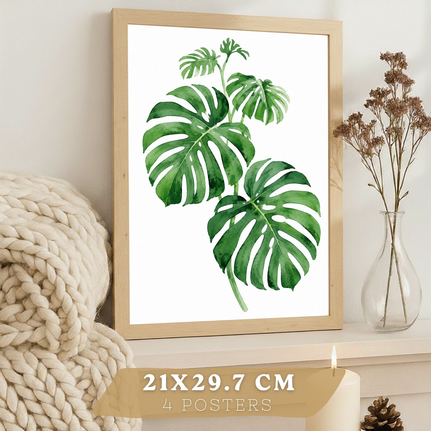 Posters Tropicales con Monstera, Eucalipto y Arte de Hojas de Palma