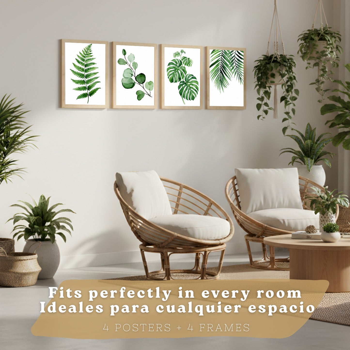 Posters Tropicales con Monstera, Eucalipto y Arte de Hojas de Palma