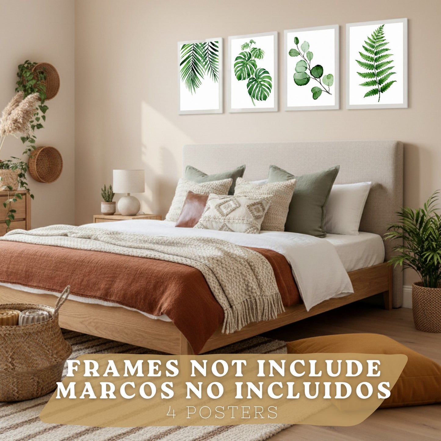 Posters Tropicales con Monstera, Eucalipto y Arte de Hojas de Palma