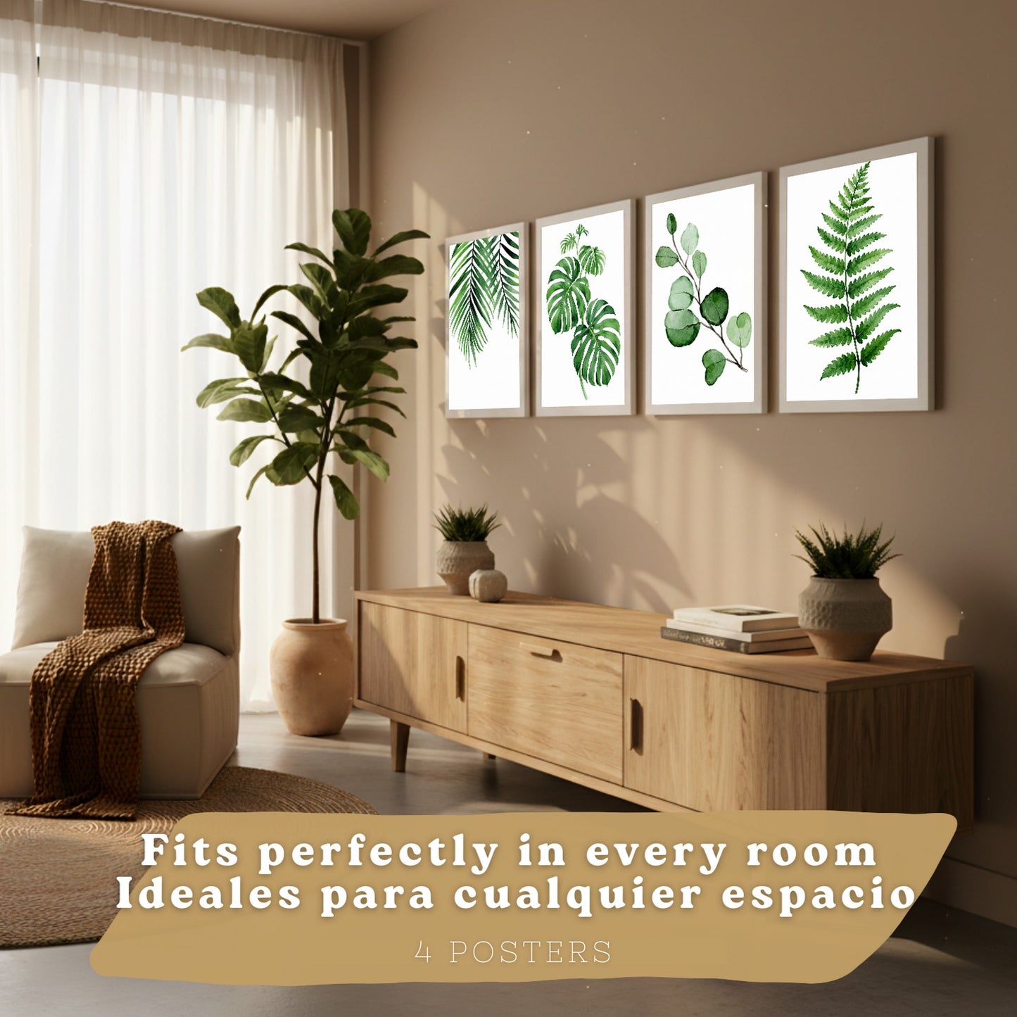 Posters Tropicales con Monstera, Eucalipto y Arte de Hojas de Palma