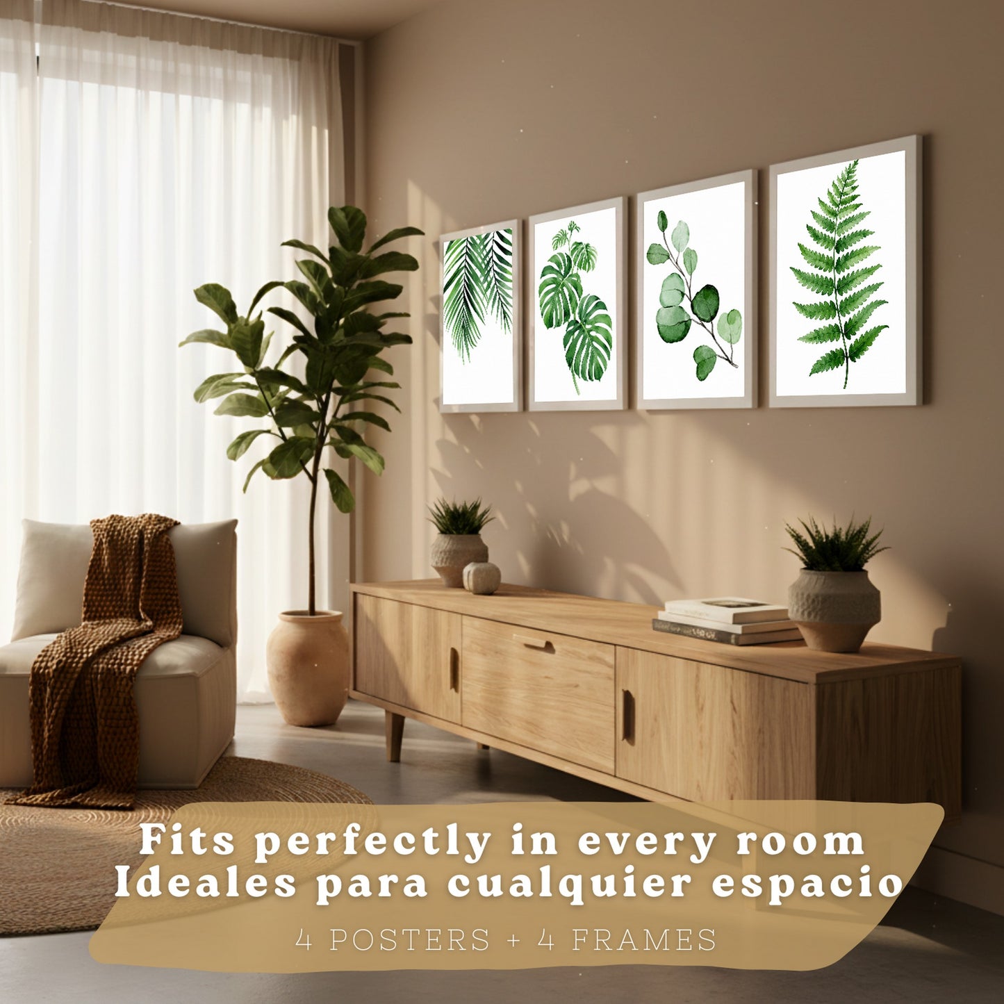Posters Tropicales con Monstera, Eucalipto y Arte de Hojas de Palma