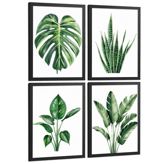 Posters Tropicales con Monstera, Sansevieria y Hojas de Plátano