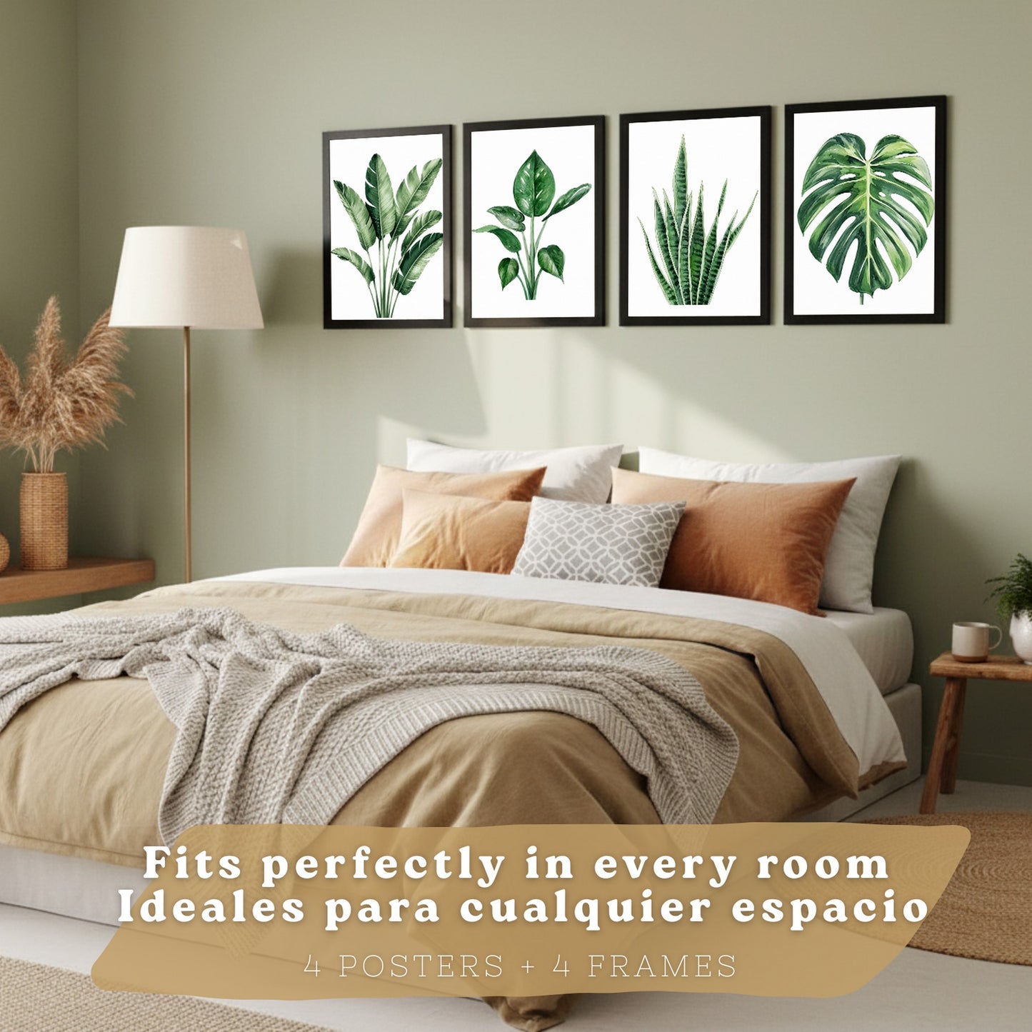 Posters Tropicales con Monstera, Sansevieria y Hojas de Plátano
