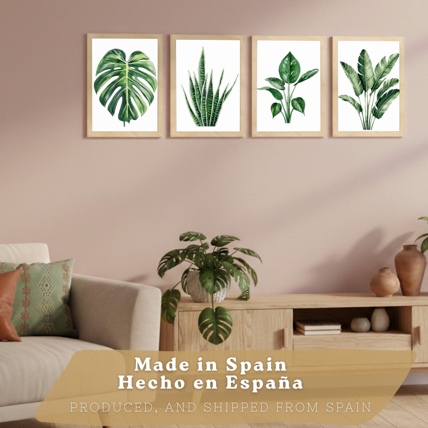 Posters Tropicales con Monstera, Sansevieria y Hojas de Plátano