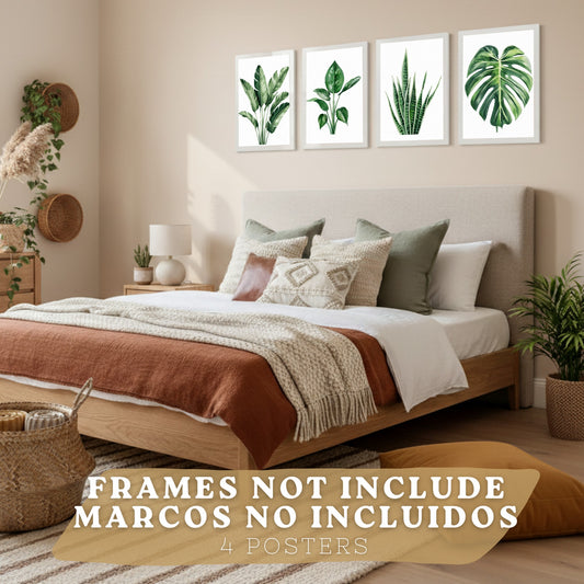 Posters Tropicales con Monstera, Sansevieria y Hojas de Plátano