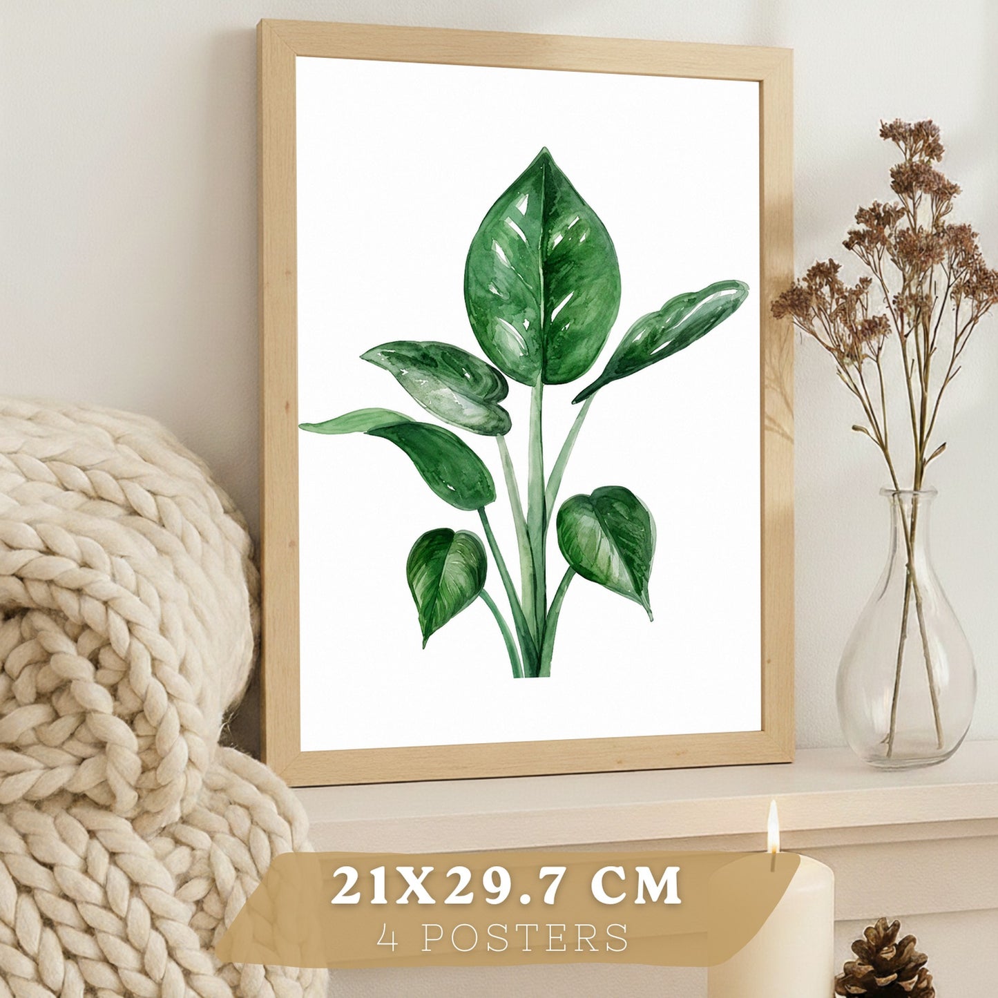 Posters Tropicales con Monstera, Sansevieria y Hojas de Plátano