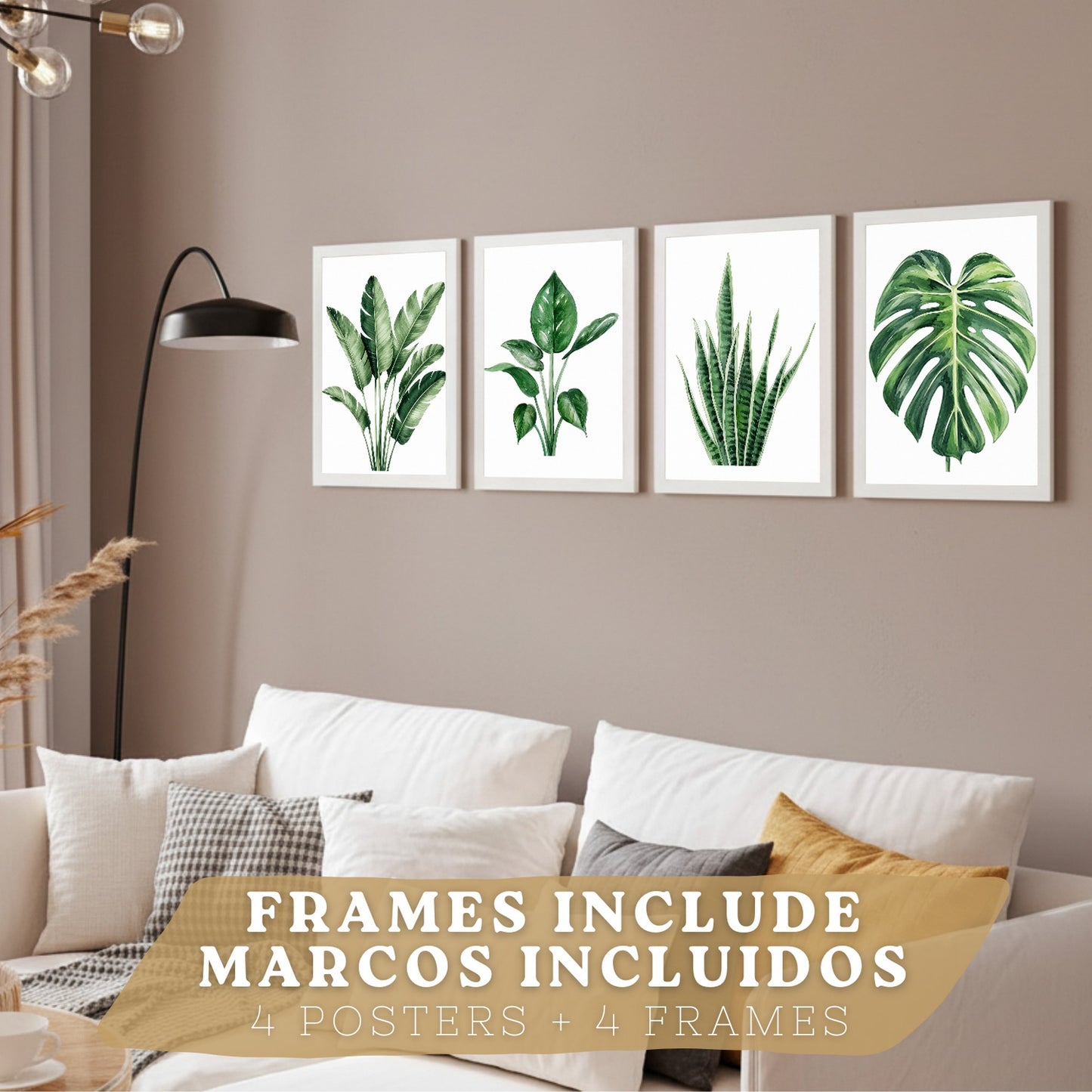 Posters Tropicales con Monstera, Sansevieria y Hojas de Plátano