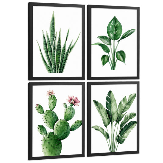 Posters decorativos Botánicos Tropicales con Hojas Verdes y Cactus