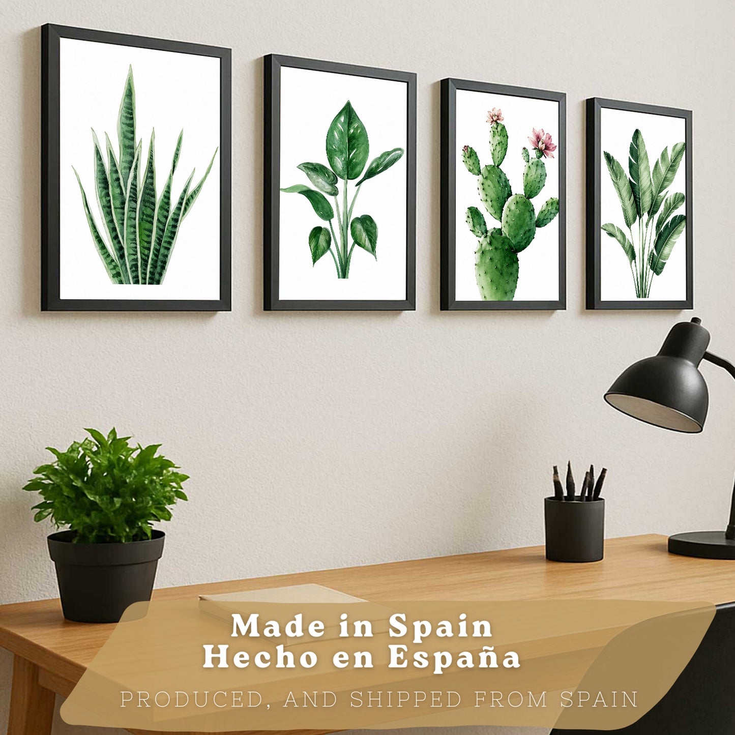 Posters decorativos Botánicos Tropicales con Hojas Verdes y Cactus